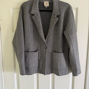 Sioni Black and White Chevron Blazer